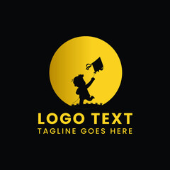 Childcare dream golden logo design illustration template