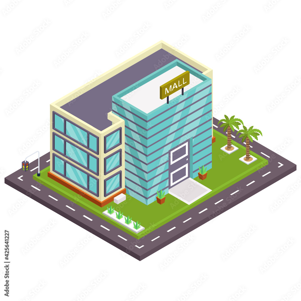 Poster grab this amazing isometric icon of shopping mall