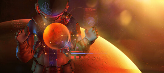 Humanity is mastering fantastic Mars from orbit. © conceptcafe