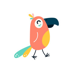 Cartoon parrots bird and parrot wild animal bird on a white background. Vector illustration