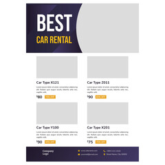 Rent Car Modern style flyer template A4 size with bleeds high resolution vector compatible with your business