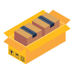 
Isometric icon of parcels carton in trendy editable design 

