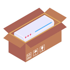 
An air conditioner cardboard box isometric icon with trendy design 

