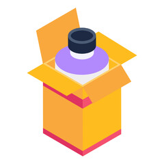 
Bottles carton isometric icon, bottles in a package 

