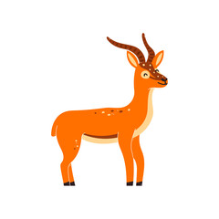 Vector illustration of a gazelle, antelope on a white isolated background
