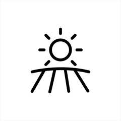 Field with sun cloud line icon. Field Vector Line Icon - Simple Thin Line Icon, Premium Quality Design Element