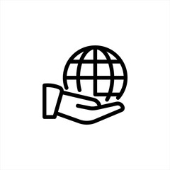 Hand hold globe icon vector. hand and globe icon, save earth symbol vector illustration design element. globe in hand icon illustration
