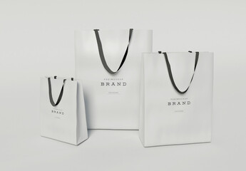 Three Cardboard Shopping Bags Mockup