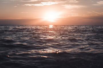 Beautiful sunset above the sea in Rovinj, Croatia