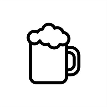 Beer mug with foam icon. Glass of beer outline. vector sign. Bar, pub symbol, logo illustration.