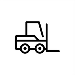Forklift delivery truck vector icon. Forklift truck icon. Line, construction loader truck outline. vector sign. Symbol, logo illustration.