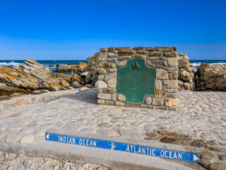 Atlantic and Indian Ocean meeting point at Cape Agulhas, South Africa