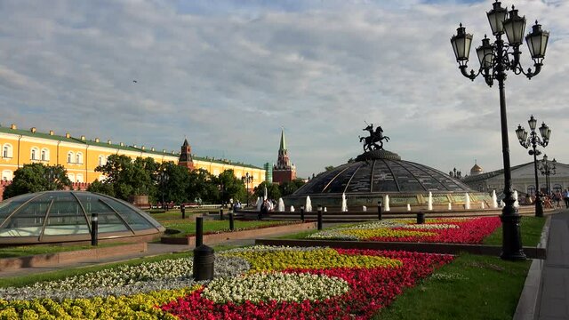 Manege Square in Moscow. 4K.