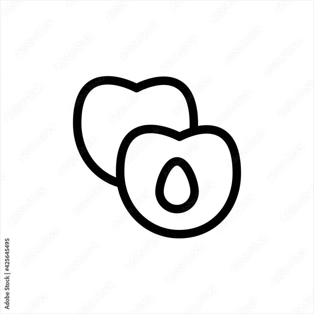 Poster peach slice icon, simple style. outline peach vector icons for web design isolated on white backgrou