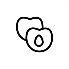 Peach slice icon, simple style. Outline peach vector icons for web design isolated on white background