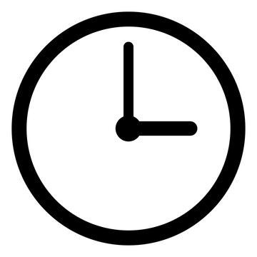 Clock icon with flat style. Isolated raster clock icon image on a white background.