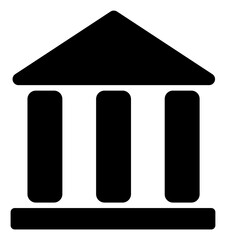 Library building icon with flat style. Isolated raster library building icon image on a white background.