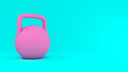 Naklejka na ściany i meble 3d rendering. pink fitness dumbbell in blue background. Pastel colors.