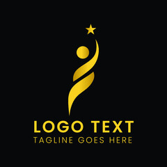 Obraz premium Childcare dream golden logo design illustration template
