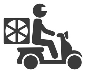 Pizza motorbike delivery icon with flat style. Isolated raster pizza motorbike delivery icon image on a white background.