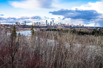City scape with clouds in early spring season
