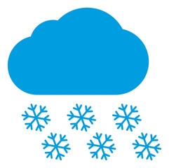 Snow cloud icon with flat style. Isolated raster snow cloud icon image on a white background.