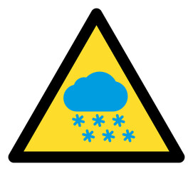 Snow weather warning icon with flat style. Isolated raster snow weather warning icon image on a white background.