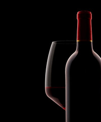 Red Wine Bottle and Glass