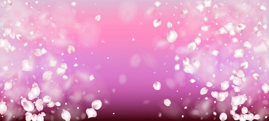 Obraz na płótnie Canvas Cherry Sakura Petals Confetti. Blooming Cosmetics Ad Beautiful Flower