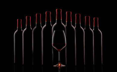 Red Wine Bottles and Glass
