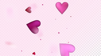 Flying Hearts Vector Confetti. Valentines Day Tender Pattern. Beautiful Pink Design Valentines Day Decoration with Falling Down Hearts Confetti. Rich VIP Gift, Birthday Card, Poster Background