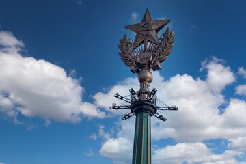 The stalinist skyscraper on the Kotelnicheskaya embankment in Moscow, Russia, April 2021. High quality photo
