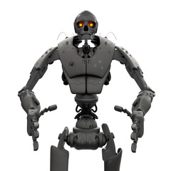 skeleton robot in hip hop pose on white background