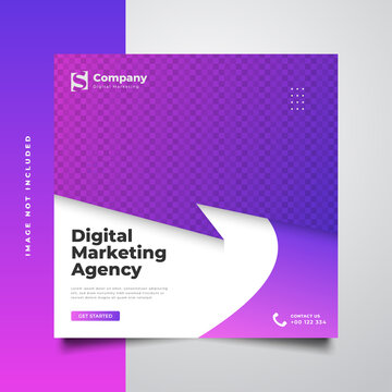 Digital Marketing Agency Social Media Post Template In Colorful And Dynamic Concept