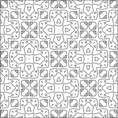  Geometric vector pattern with triangular elements. Seamless abstract ornament for wallpapers and backgrounds. Black and white colors. 