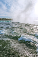 Close view of a top of Horseshoe Falls, a part of Niagara Falls