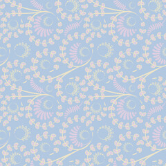 Seamless texture, pattern on a square background - flowers and leaves. Styling.