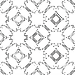  Geometric vector pattern with triangular elements. Seamless abstract ornament for wallpapers and backgrounds. Black and white colors. 