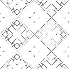 Geometric vector pattern with triangular elements. Seamless abstract ornament for wallpapers and backgrounds. Black and white colors. 