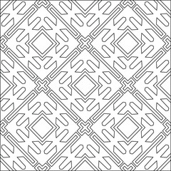 Geometric vector pattern with triangular elements. Seamless abstract ornament for wallpapers and backgrounds. Black and white colors. 