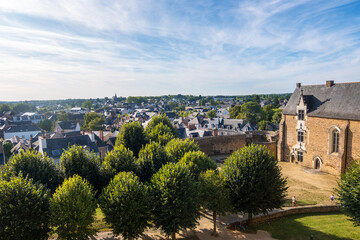 Fototapeta na wymiar View of city from the Chateau de Chateaubriant castle in France