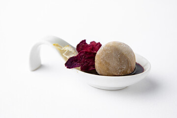 Portion of pate with beetroot and celery chips. Beautifully decorated catering banquet menu. Food...