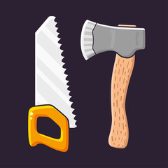 Axe hatchet and hand saw