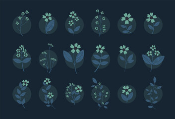 Green And Blue Flower Set