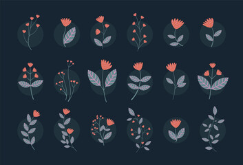 Green And Pink Flower Set