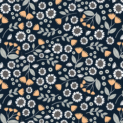 Seamless Dark Winter Flower Pattern