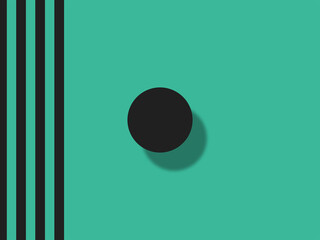 Black circle and lines on a turquoise background. Background texture