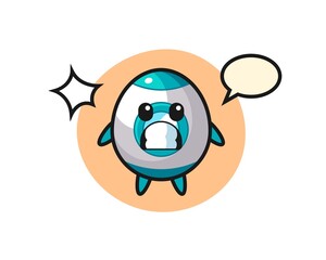 rocket character cartoon with shocked gesture