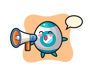 rocket character illustration holding a megaphone