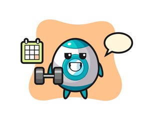 rocket mascot cartoon doing fitness with dumbbell